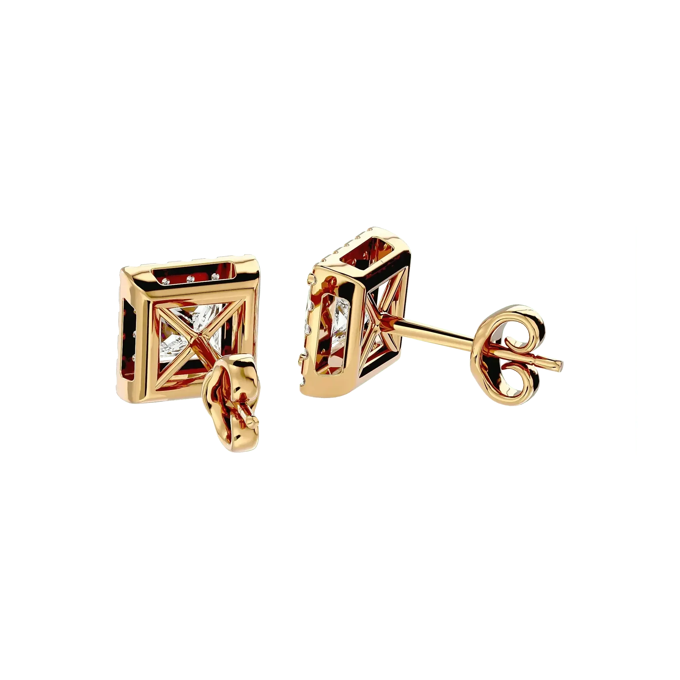Capella Princess Stud Earrings - Yellow Gold - Ice Dazzle - VVX™ Diamond - Solitaire Earrings