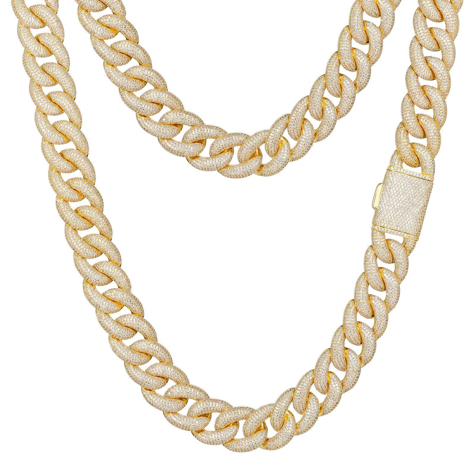 Cuban Beveled Chain Necklace - Ice Dazzle - UltraLux™ Moissanite - Cuban Necklace