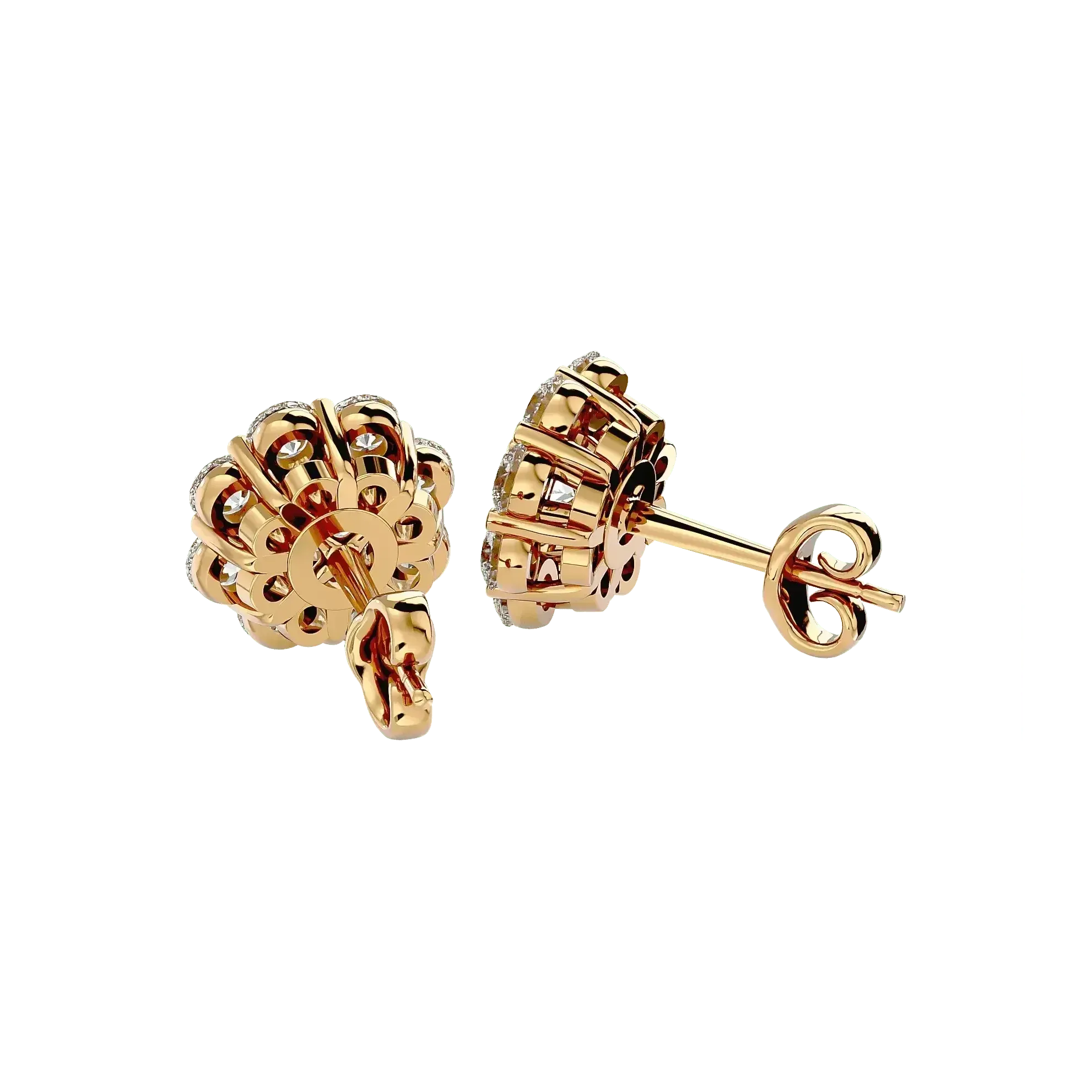 Flora Round Stud Earrings ( 1.87 ct. tw.) - 14K Yellow Gold - Ice Dazzle - VVX™ - Solitaire Earrings