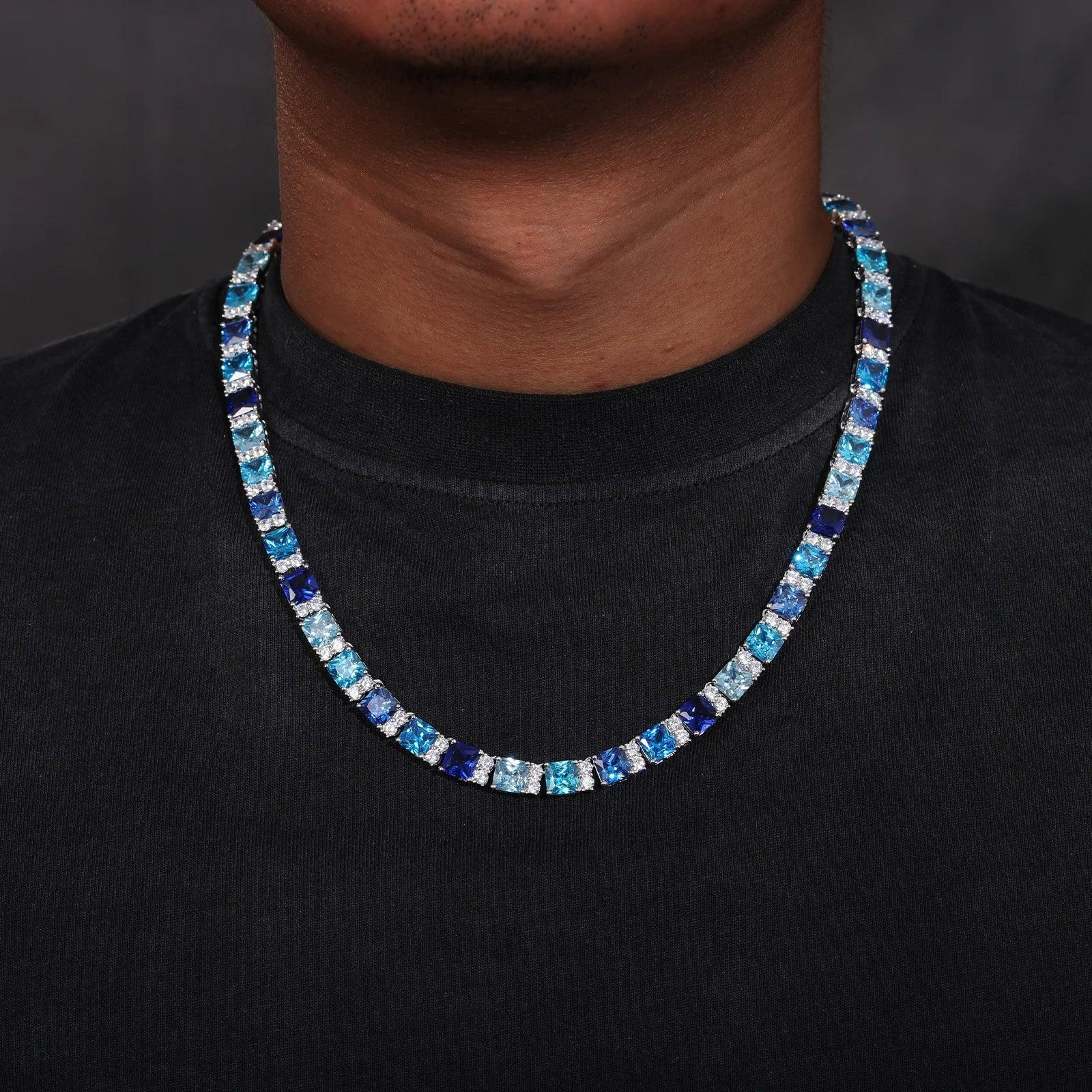 FrostBite™ Blue Moissanite Tennis Necklace - Ice Dazzle - UltraLux™ Moissanite - Fashion Necklace