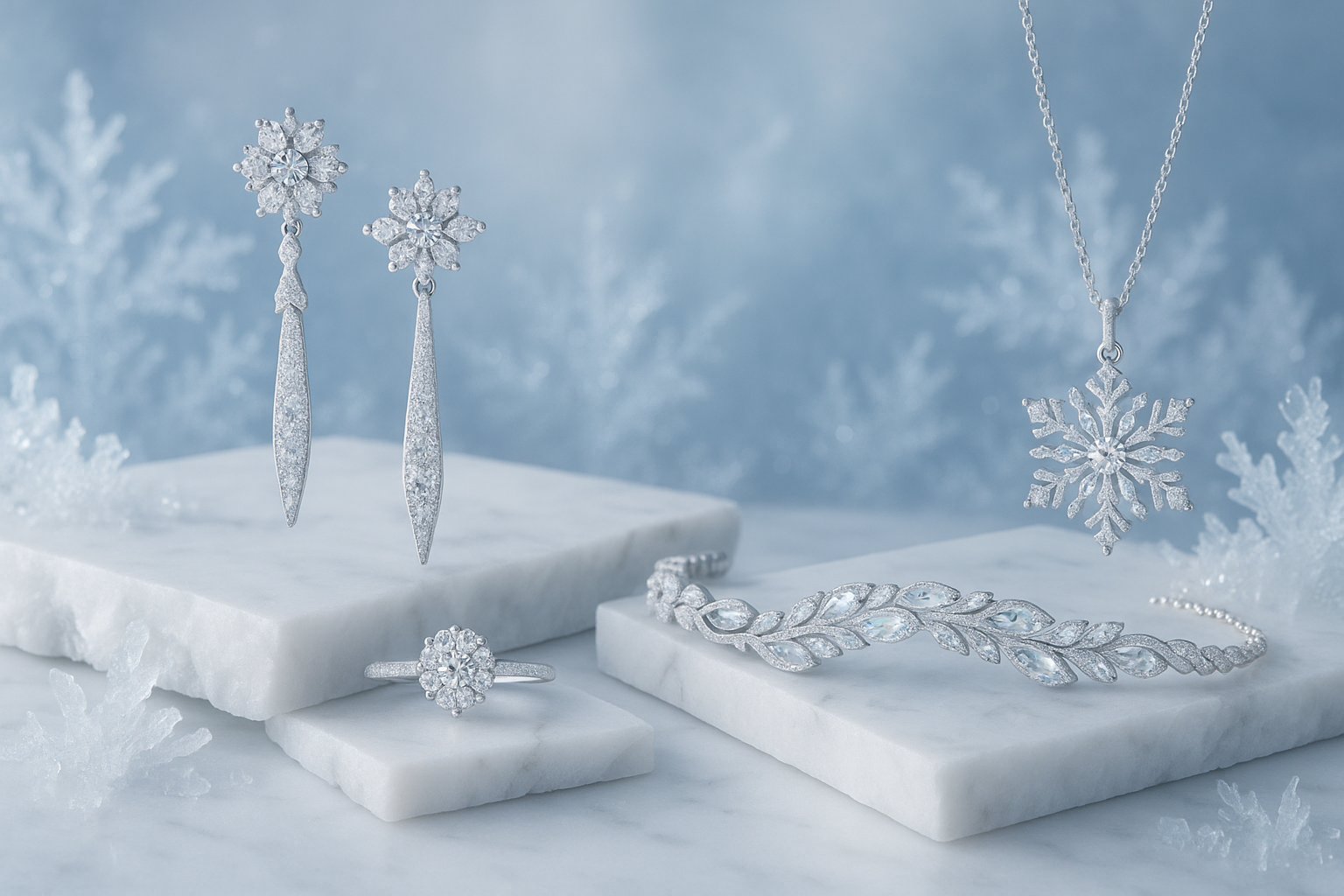 Latest Lookbook
Our unique collection features iconic jewelry designs, inspired by arctic elegance and the allure of nature's winter phenomena