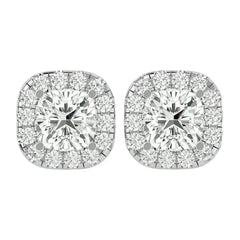 Lyra Cushion Stud Earrings - White Gold - Ice Dazzle - VVX™ Diamond - Solitaire Earrings