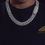 Moissanite 20mm Cuban Chain Necklace - Ice Dazzle - UltraLux™ Moissanite - Cuban Necklace