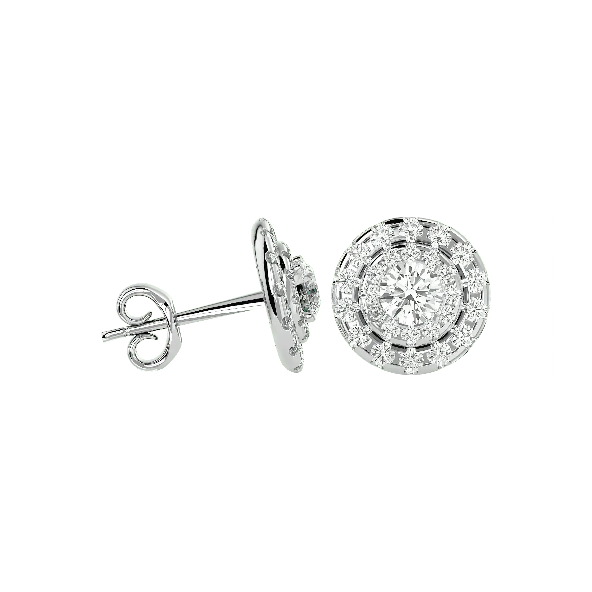 Rigel Round Stud Earrings - White Gold - Ice Dazzle - VVX™ Diamond - Solitaire Earrings