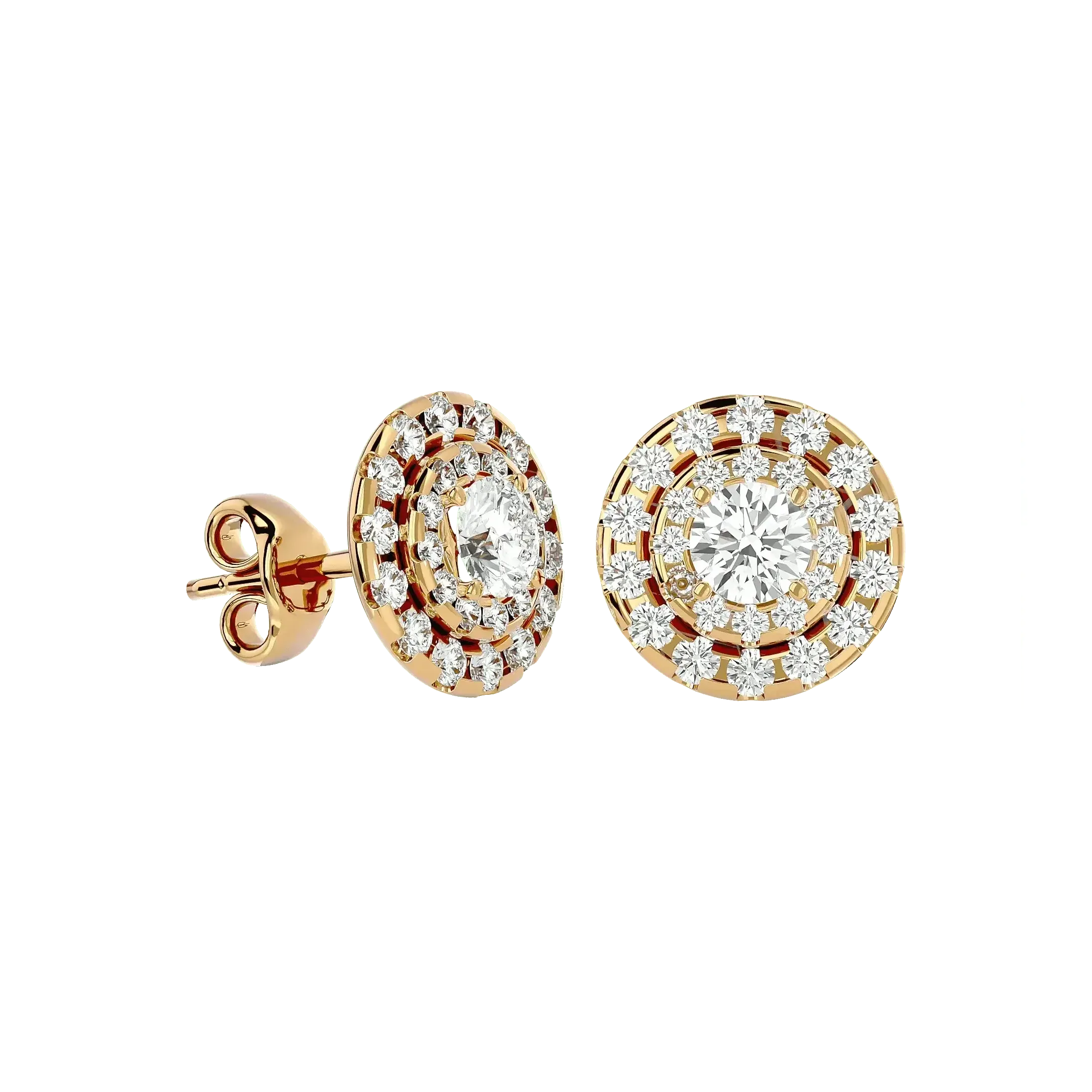 Rigel Round Stud Earrings - Yellow Gold - Ice Dazzle - VVX™ Diamond - Solitaire Earrings