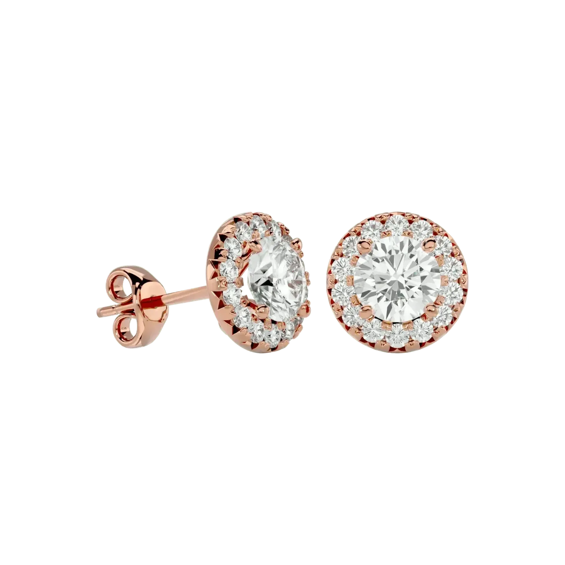Sirius Round Stud Earrings - Rose Gold - Ice Dazzle - VVX™ Diamond - Solitaire Earrings