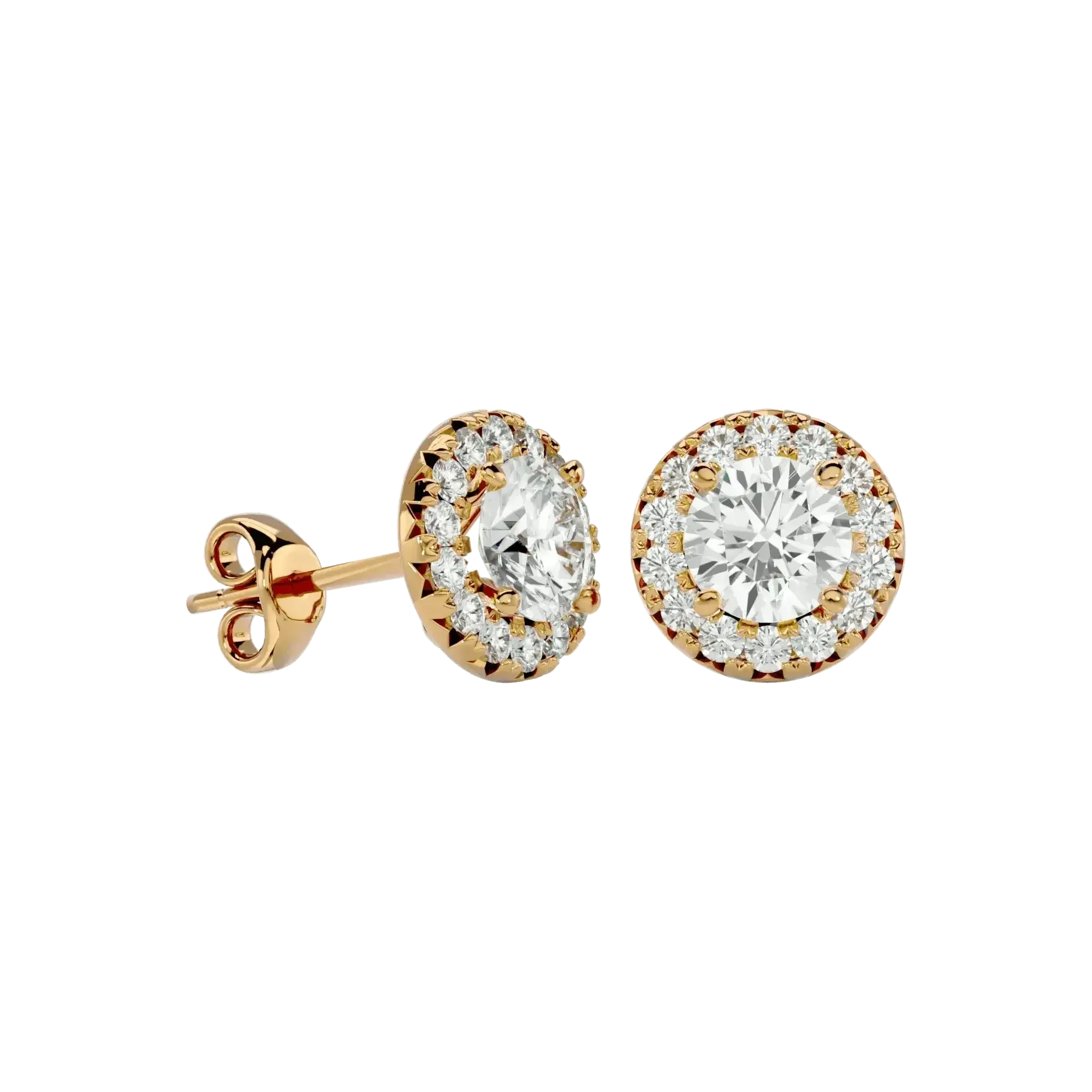 Sirius Round Stud Earrings - Yellow Gold - Ice Dazzle - VVX™ Diamond - Solitaire Earrings