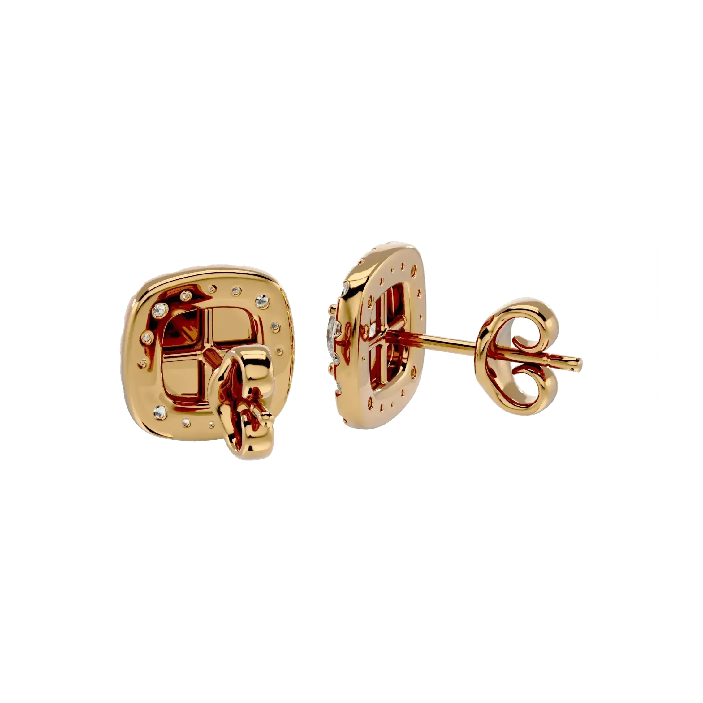 Ursa Round Stud Earrings - Yellow Gold - Ice Dazzle - VVX™ Diamond - Solitaire Earrings