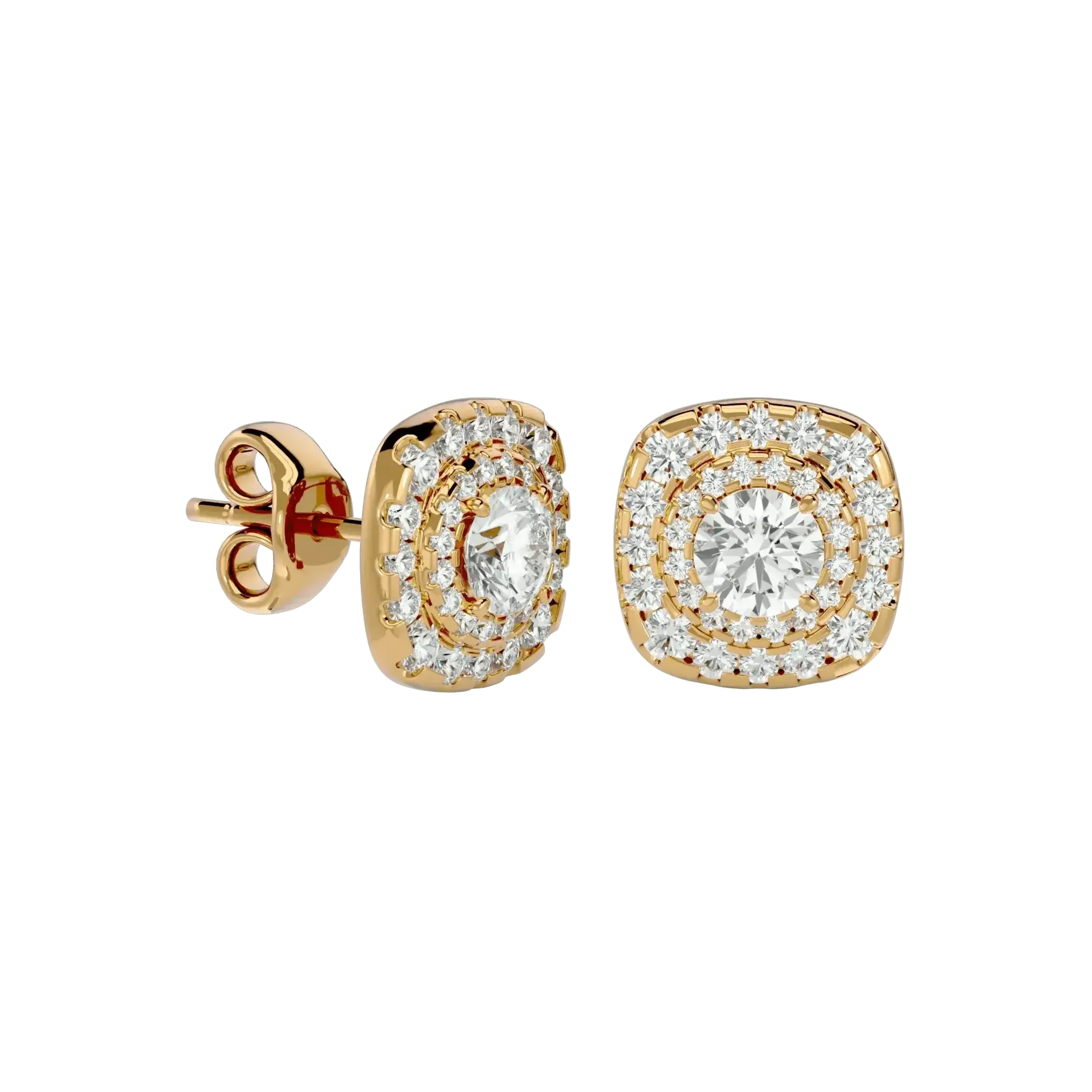 Ursa Round Stud Earrings - Yellow Gold - Ice Dazzle - VVX™ Diamond - Solitaire Earrings
