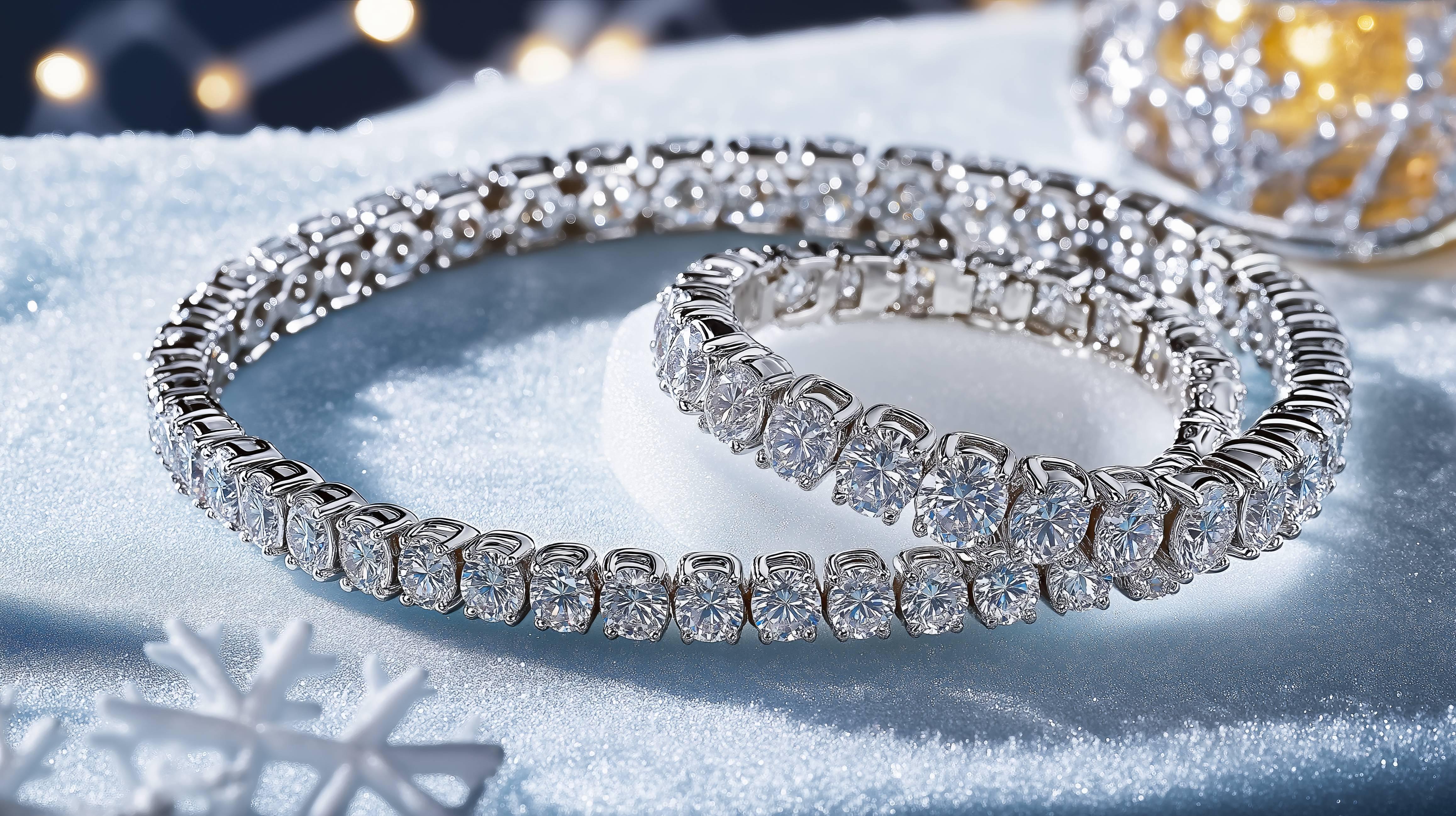 A dazzling display of a moissanite tennis necklace