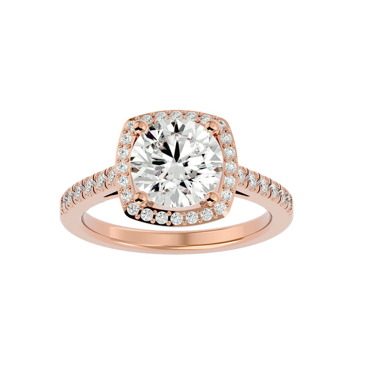 A stunning round-cut diamond set in 18k white gold celestial engagement ring