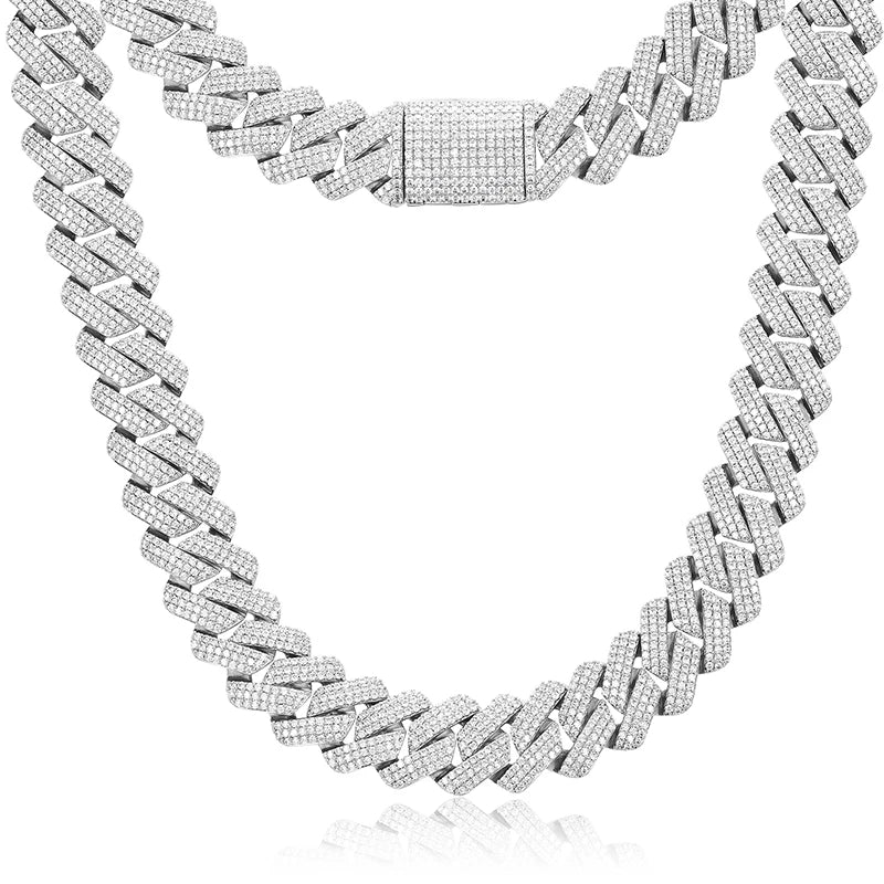 Shiny and thick two-row Cuban chain necklace, 20mm width, perfect for adding a bold and stylish touch to any outfit