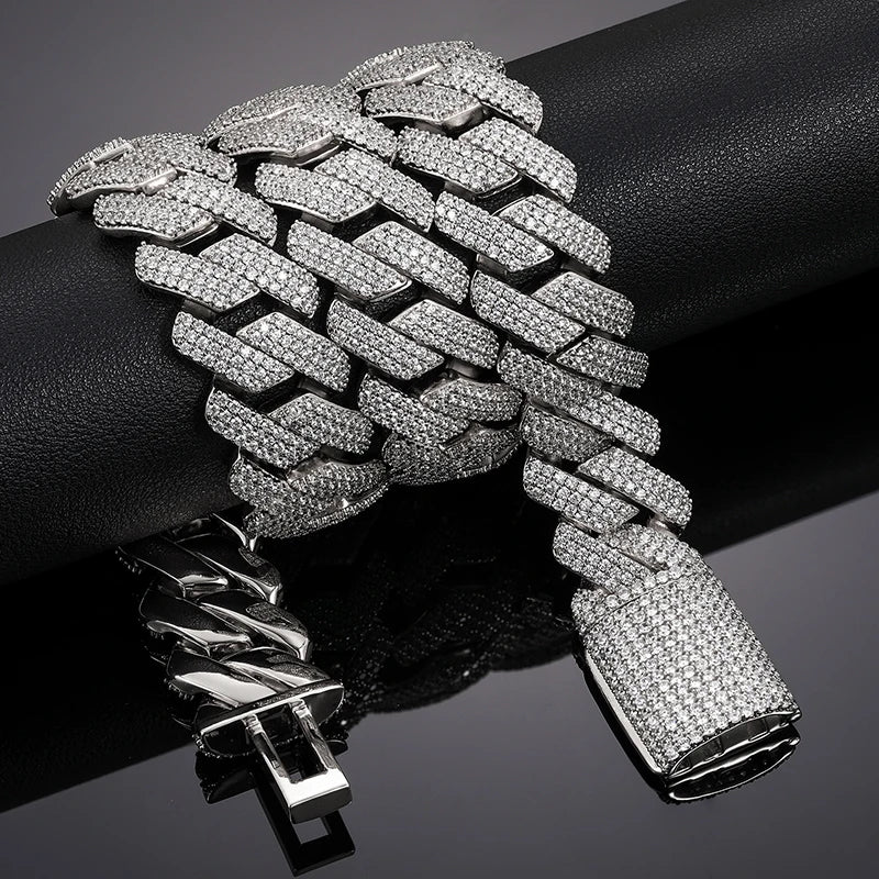 Exquisite 20mm Two Row Cuban Chain in Silver, Perfect for Stylish Men