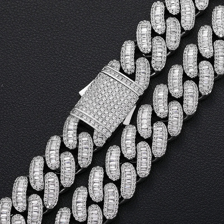 Stunning Baguette Link Cuban Chain in 16mm, perfect for adding a bold statement to your outfit