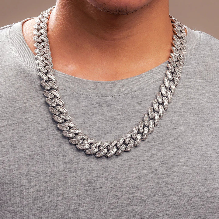 Shiny, 16mm Baguette Link Cuban Chain for a bold, stylish look