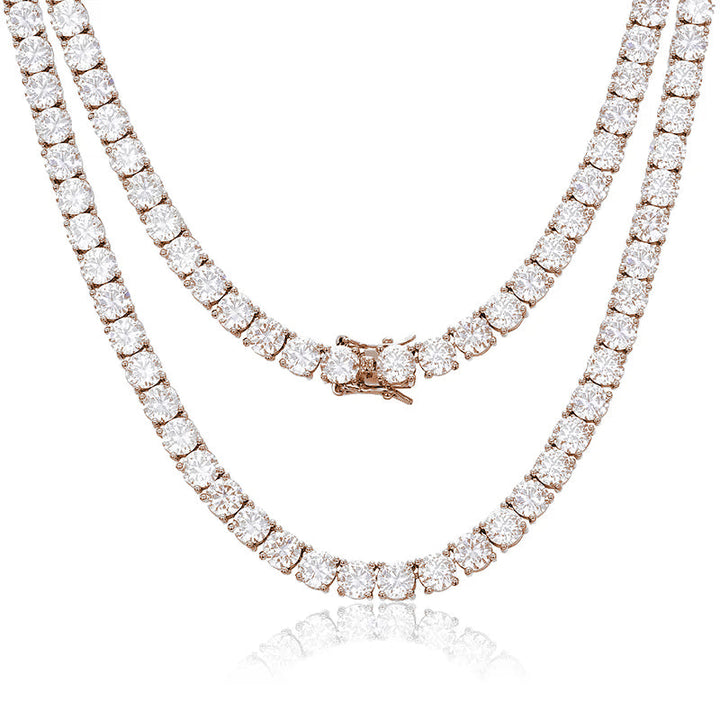 Sparkling moissanite tennis necklace with round-cut stones in sterling silver