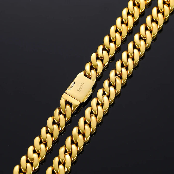 Detailed shot of the 8mm Miami Cuban Chain in sterling silver, showcasing its timeless design