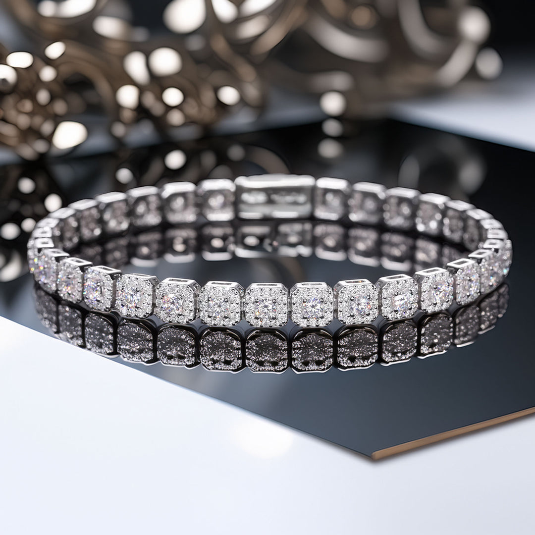 Moissanite Halo Tennis Bracelet - 6mm