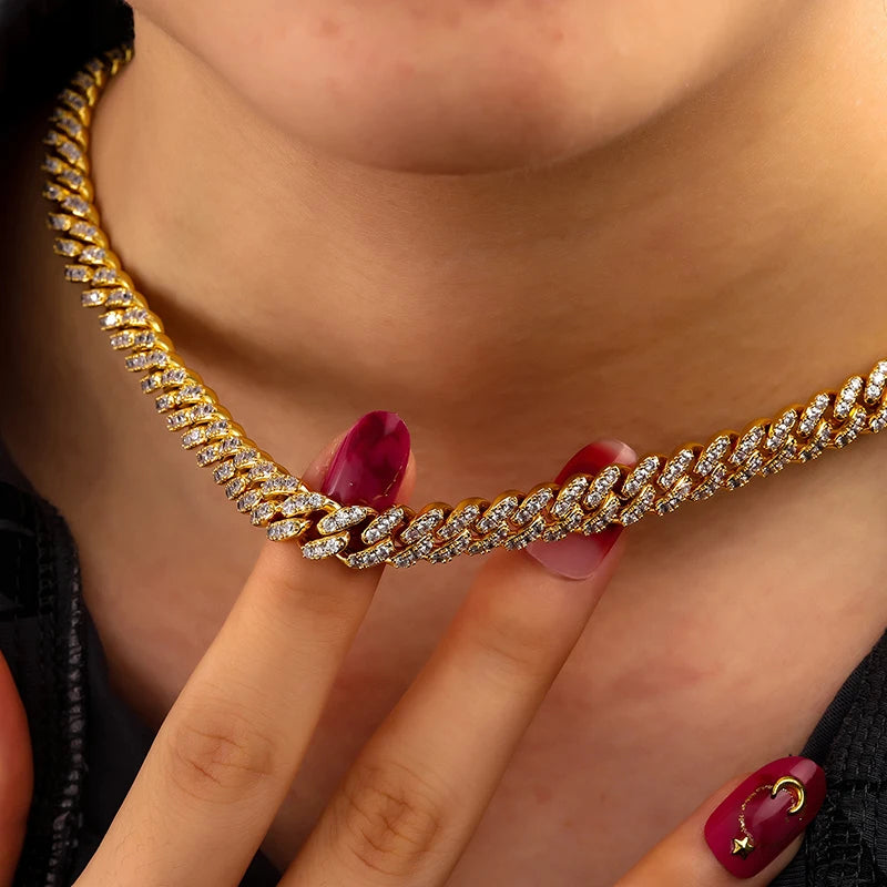 The 8mm Miami Cuban Chain in black rhodium, adding a bold and edgy touch to any outfit