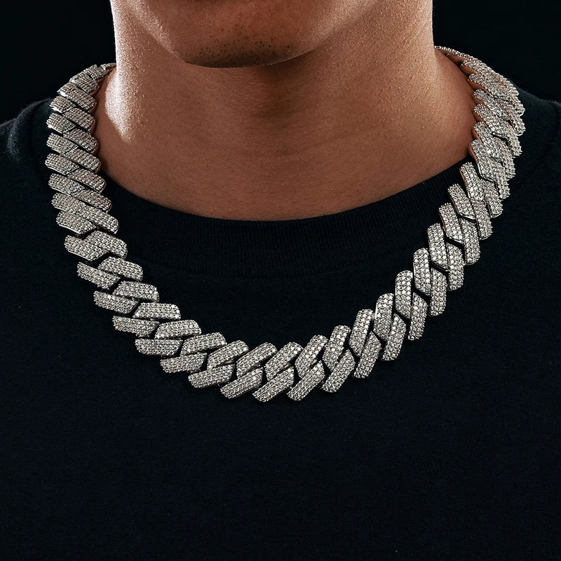 Shiny and luxurious Two Row Cuban Chain necklace with a 20mm width, perfect for adding a bold and stylish statement to any outfit