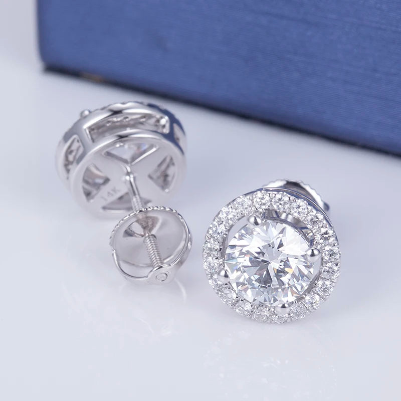 Exquisite 25 Ct Tw VVX™ Diamond 2 Piece Halo Stud Earrings - 18K White Gold Jewelry