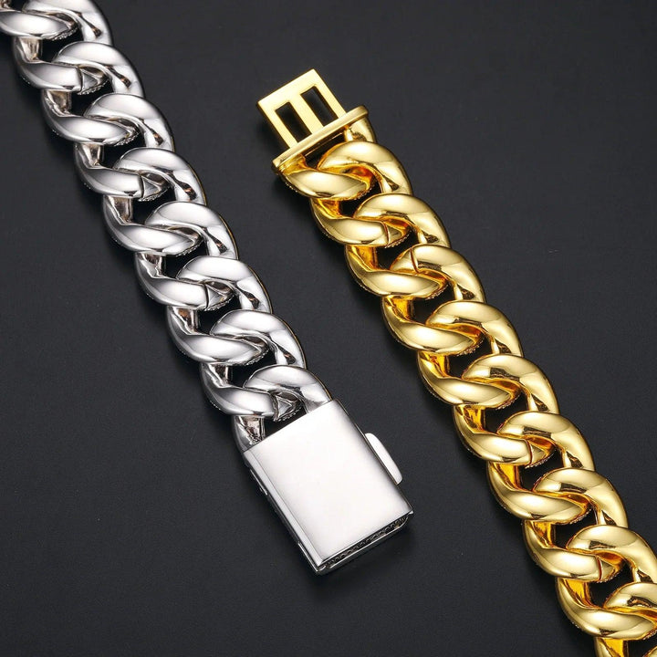 20mm Beveled Cuban Chain - Ice Dazzle