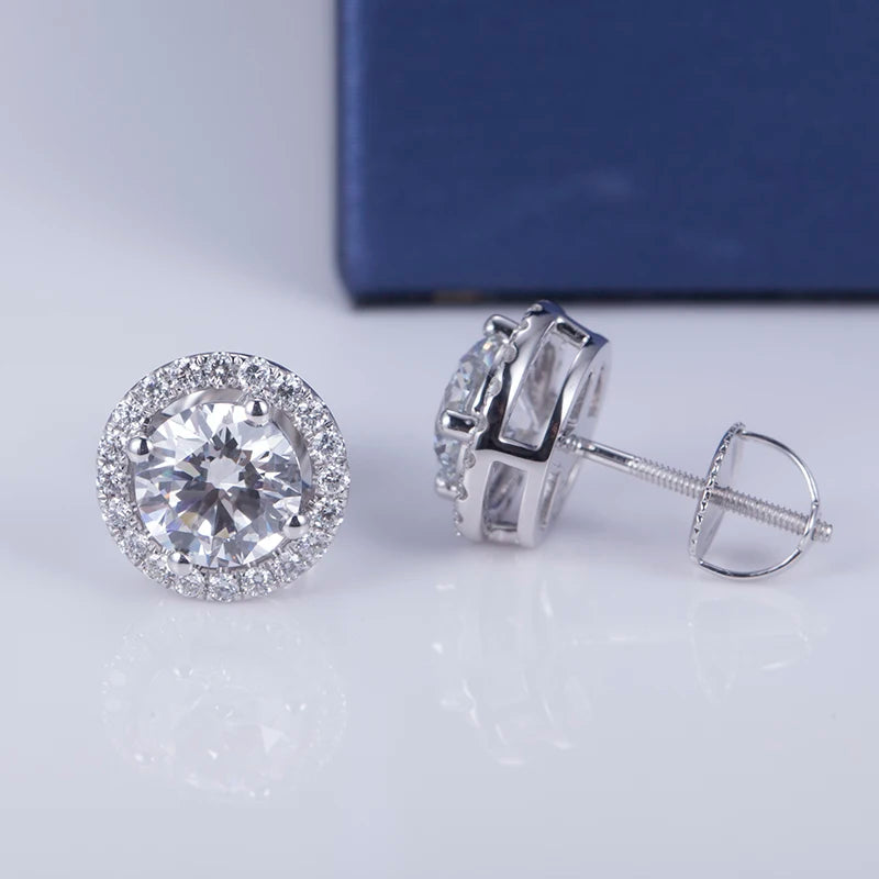 Elegant 2 Piece Halo Stud Earrings with 25 Ct Tw VVX™ Diamonds in 18K White Gold