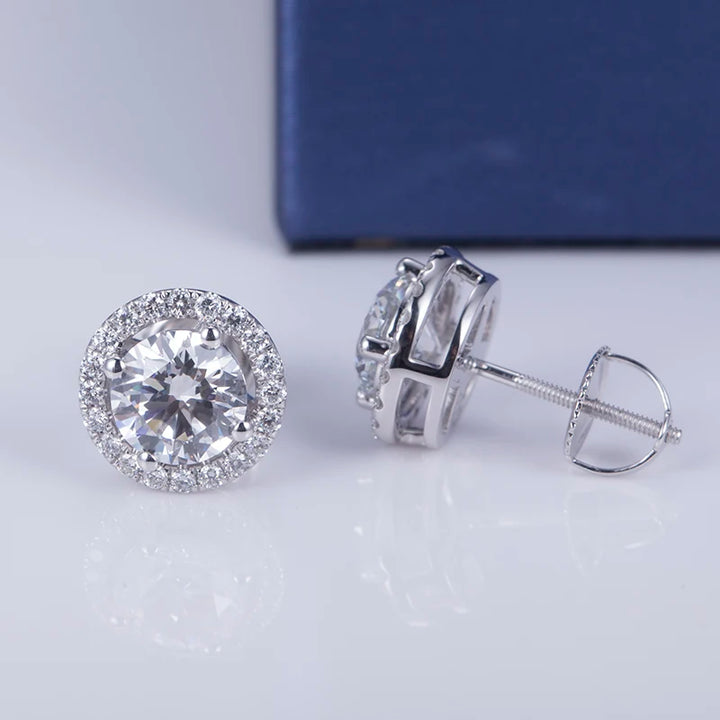 Elegant 2 Piece Halo Stud Earrings with 25 Ct Tw VVX™ Diamonds in 18K White Gold