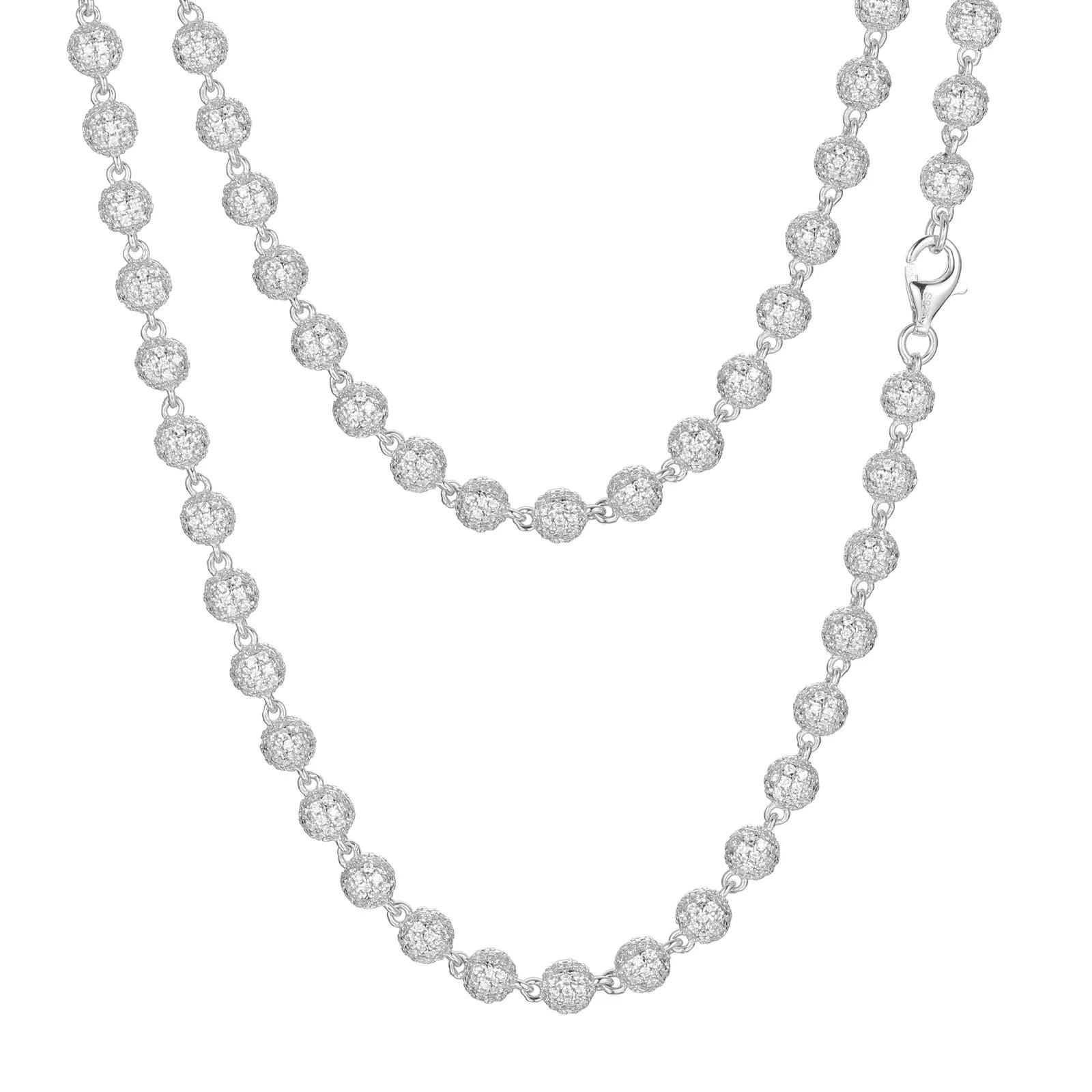 UltraLux™ Moissanite - 5mm Iced Bead Necklace - Ice Dazzle