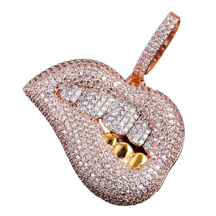 Ice Dazzle Lip Bite Pendant - Rose Gold