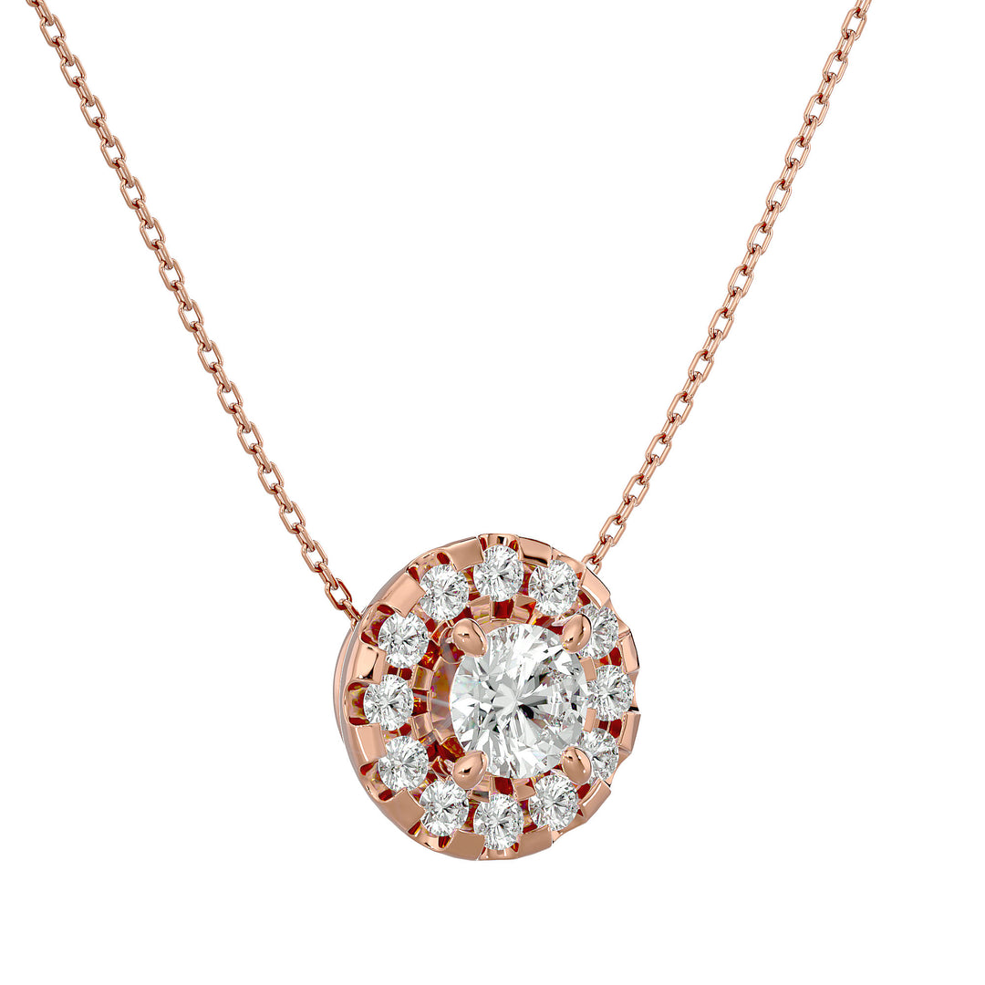 Beautiful Lab Diamond Halo Solitaire Pendant Necklace