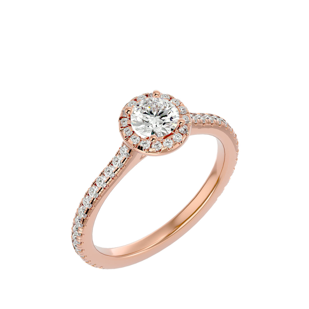 A sparkling halo engagement ring with a dazzling diamond centerpiece