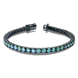 Black gold bracelet with green UltraLux moissanite on a white background