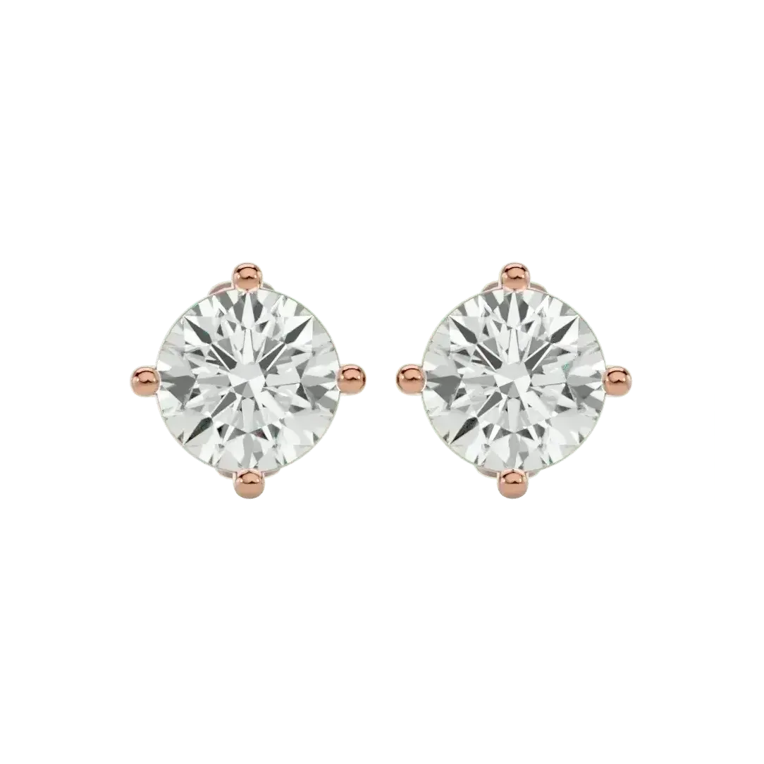 Altair Round Stud Earrings - Rose Gold - Ice Dazzle - VVX™ Diamond - Solitaire Earrings