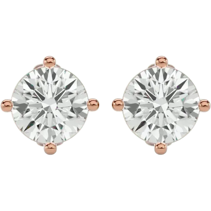 Altair Round Stud Earrings - Rose Gold - Ice Dazzle - VVX™ Diamond - Solitaire Earrings