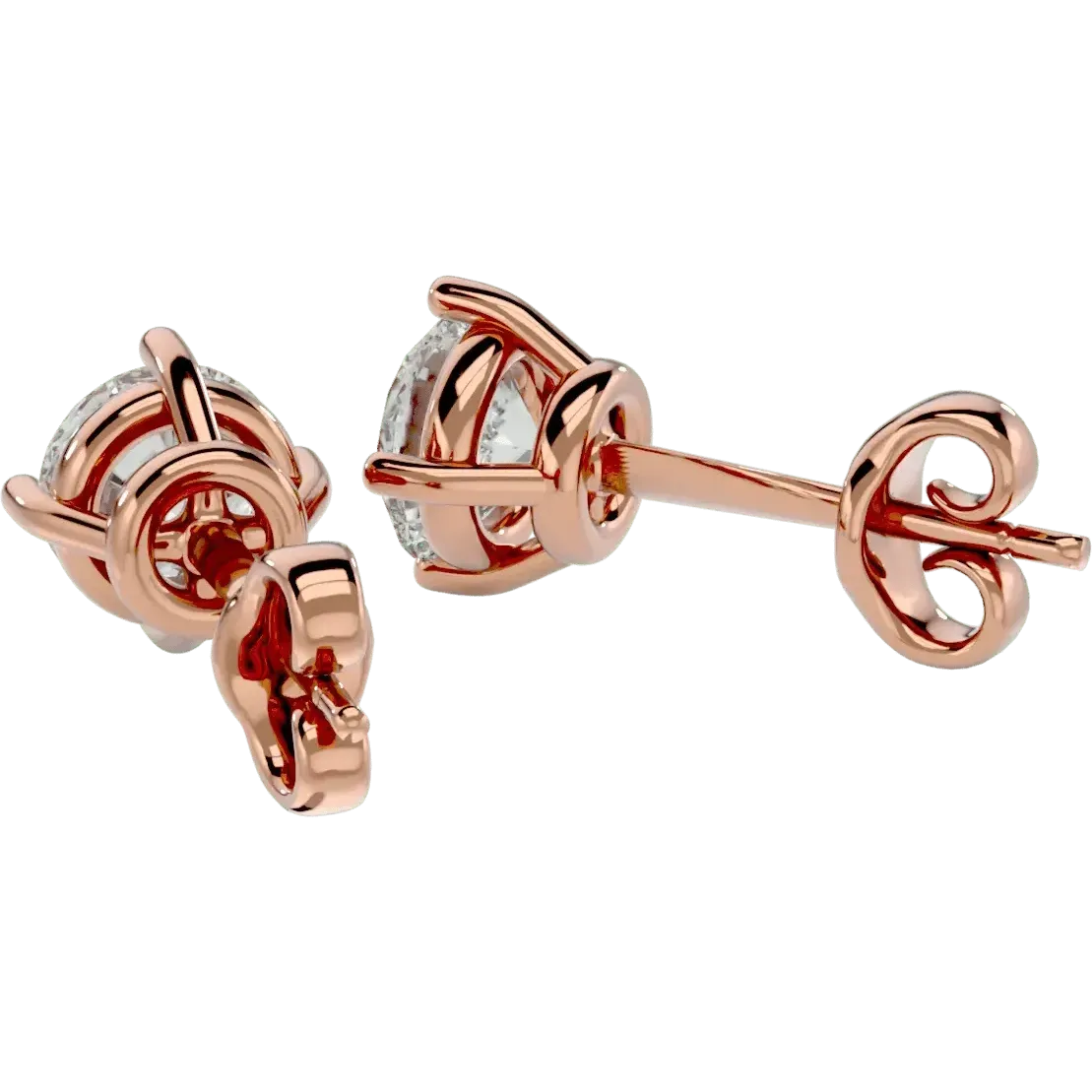 Altair Round Stud Earrings - Rose Gold - Ice Dazzle - VVX™ Diamond - Solitaire Earrings