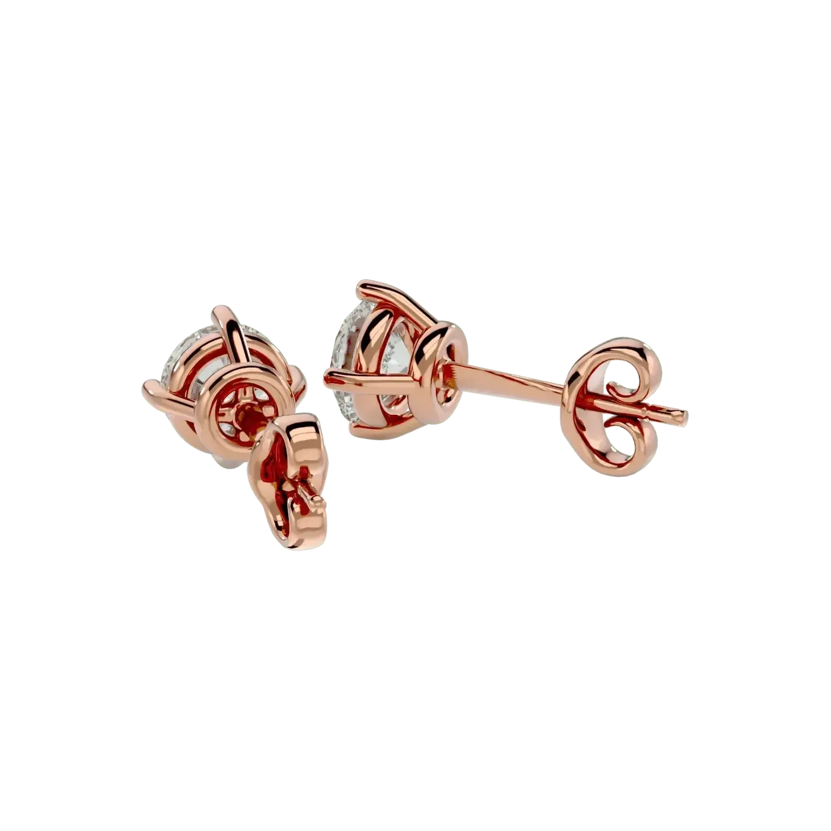 Altair Round Stud Earrings - Rose Gold - Ice Dazzle - VVX™ Diamond - Solitaire Earrings