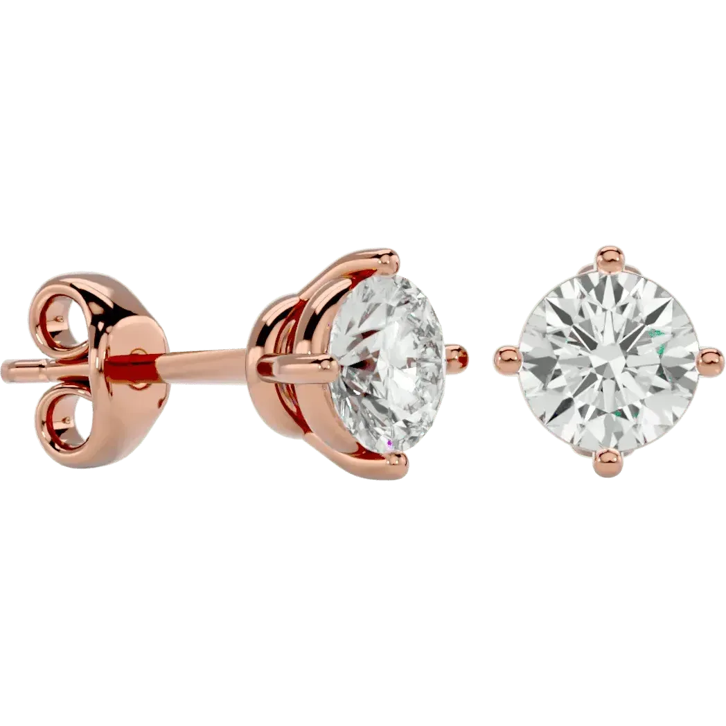 Altair Round Stud Earrings - Rose Gold - Ice Dazzle - VVX™ Diamond - Solitaire Earrings