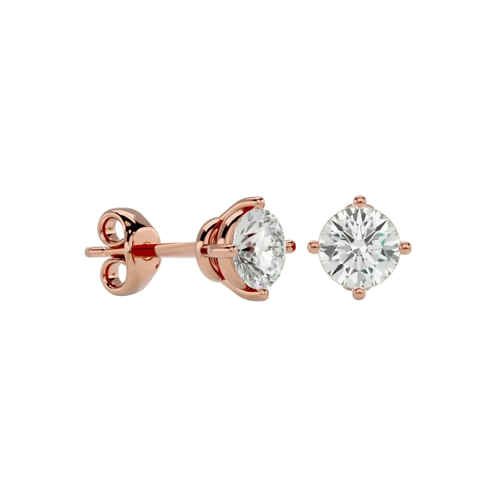 Altair Round Stud Earrings - Rose Gold - Ice Dazzle - VVX™ Diamond - Solitaire Earrings