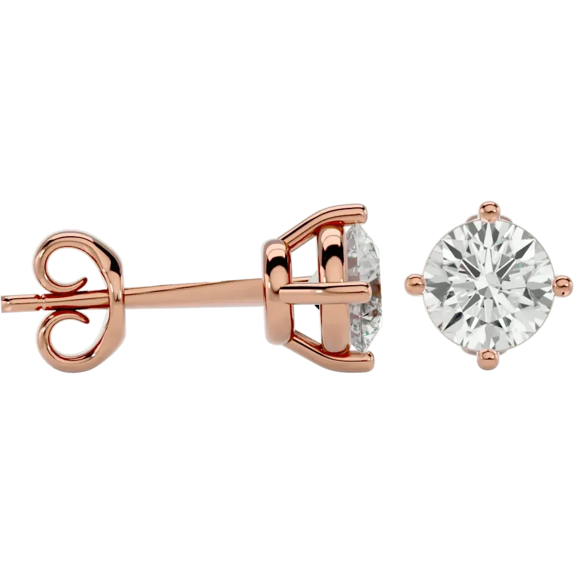 Altair Round Stud Earrings - Rose Gold - Ice Dazzle - VVX™ Diamond - Solitaire Earrings