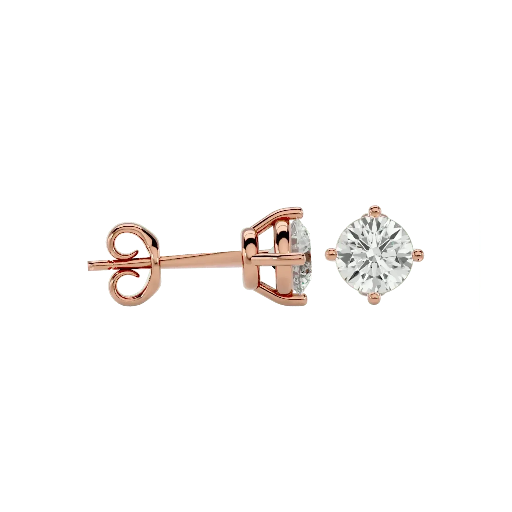 Altair Round Stud Earrings - Rose Gold - Ice Dazzle - VVX™ Diamond - Solitaire Earrings
