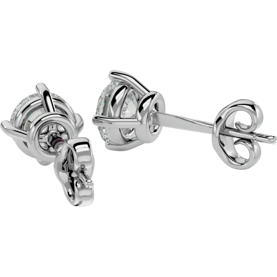 Altair Round Stud Earrings - White Gold - Ice Dazzle - VVX™ Diamond - Solitaire Earrings