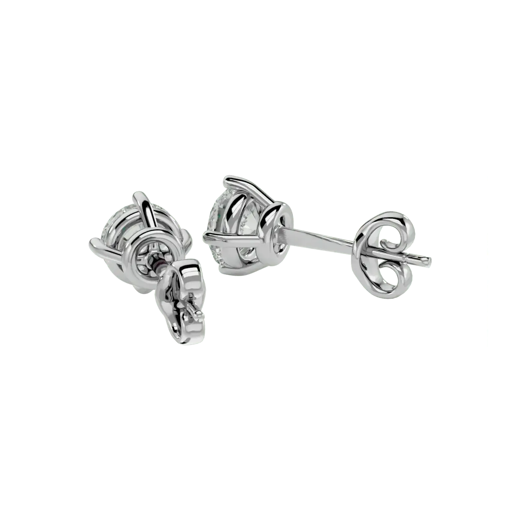 Altair Round Stud Earrings - White Gold - Ice Dazzle - VVX™ Diamond - Solitaire Earrings