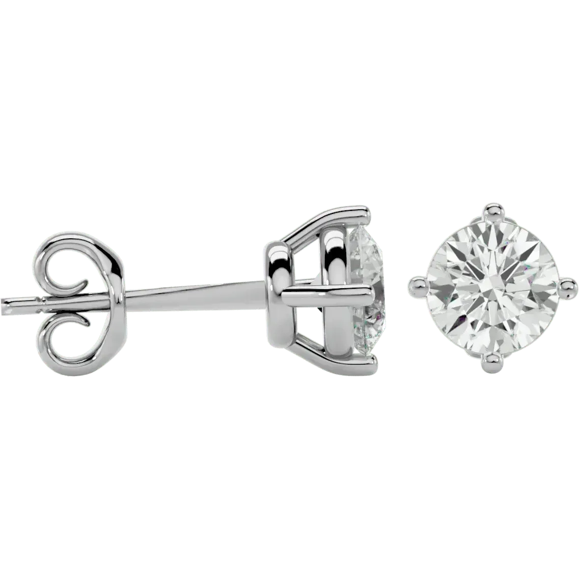 Altair Round Stud Earrings - White Gold - Ice Dazzle - VVX™ Diamond - Solitaire Earrings