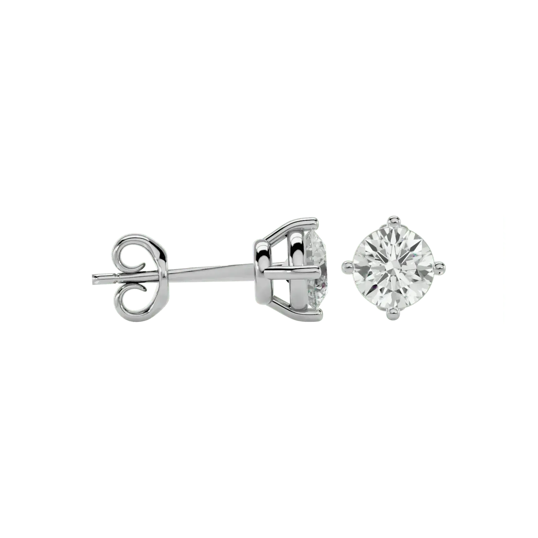 Altair Round Stud Earrings - White Gold - Ice Dazzle - VVX™ Diamond - Solitaire Earrings