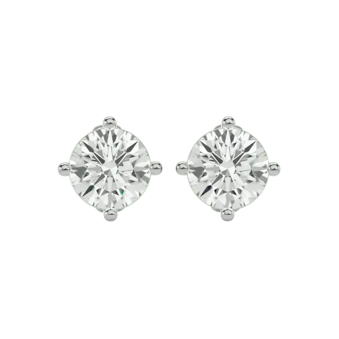 Altair Round Stud Earrings - White Gold - Ice Dazzle - VVX™ Diamond - Solitaire Earrings