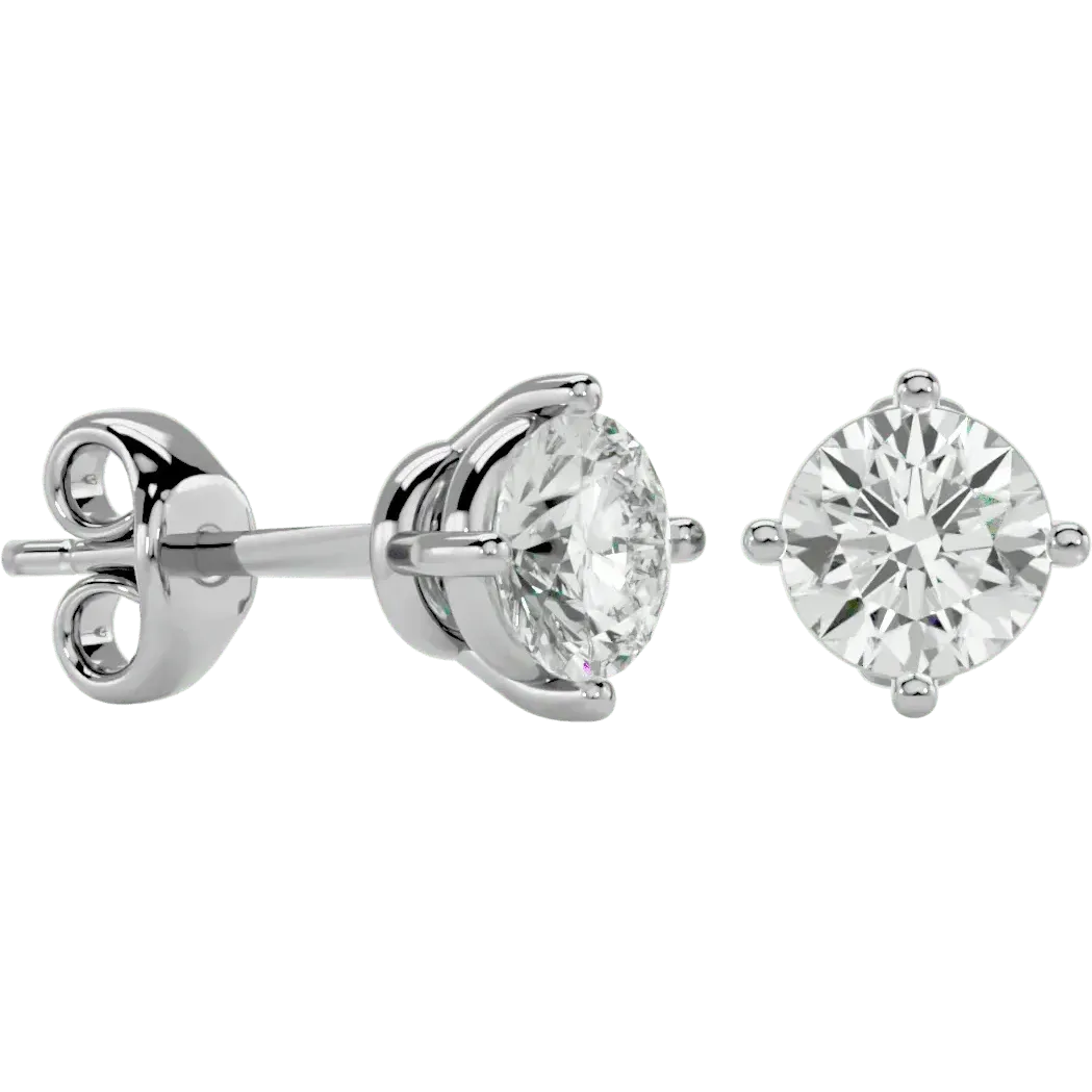 Altair Round Stud Earrings - White Gold - Ice Dazzle - VVX™ Diamond - Solitaire Earrings
