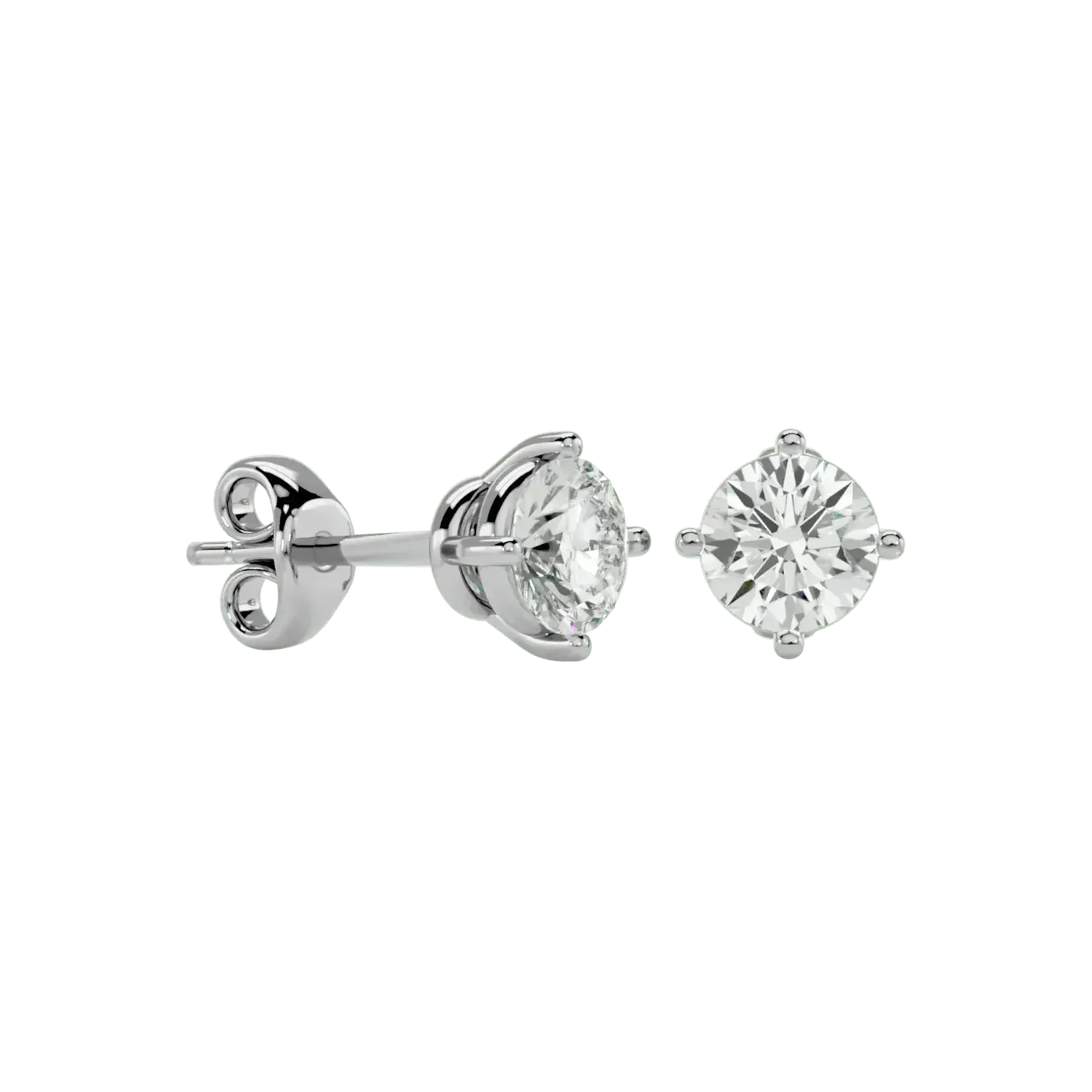 Altair Round Stud Earrings - White Gold - Ice Dazzle - VVX™ Diamond - Solitaire Earrings