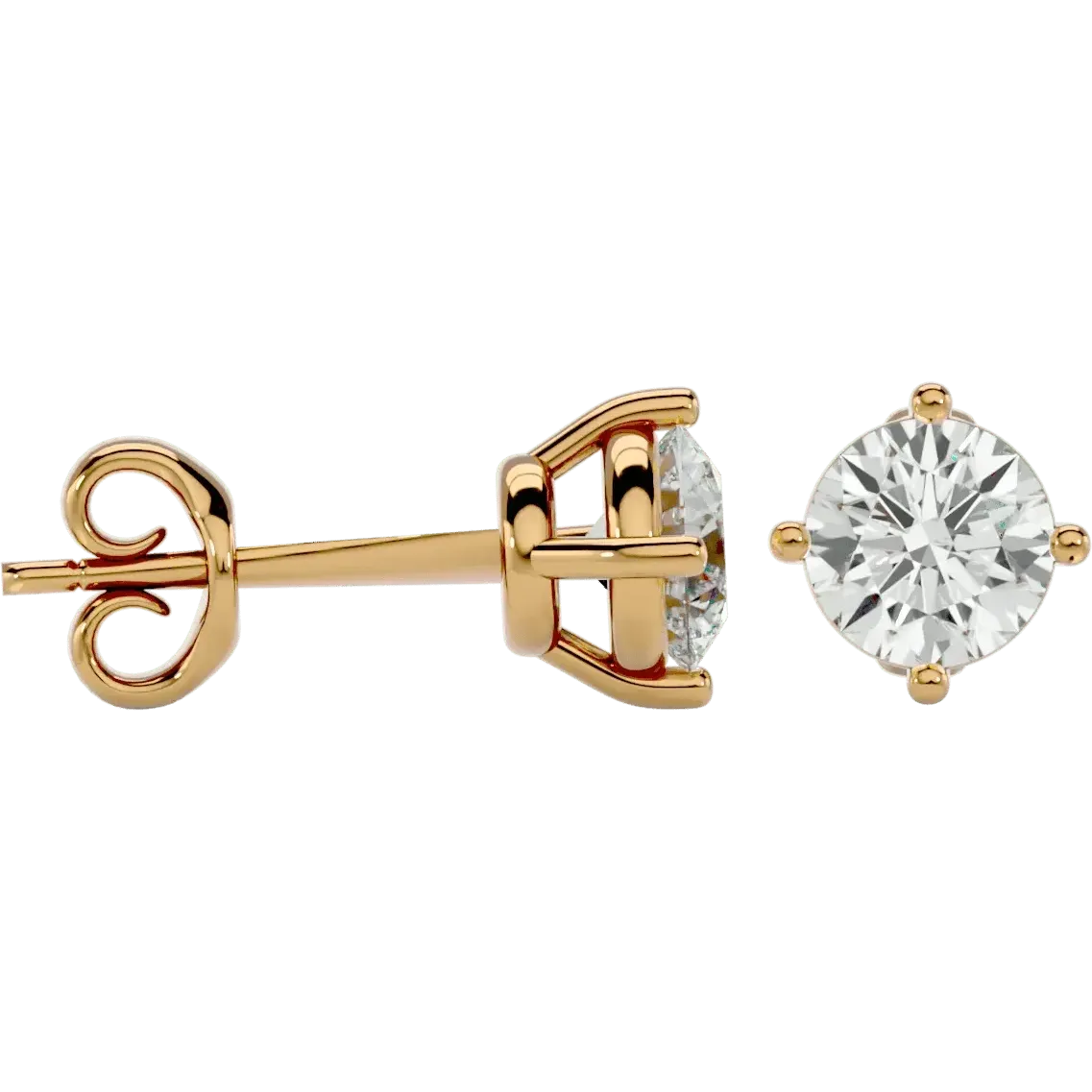 Altair Round Stud Earrings - Yellow Gold - Ice Dazzle - VVX™ Diamond - Solitaire Earrings