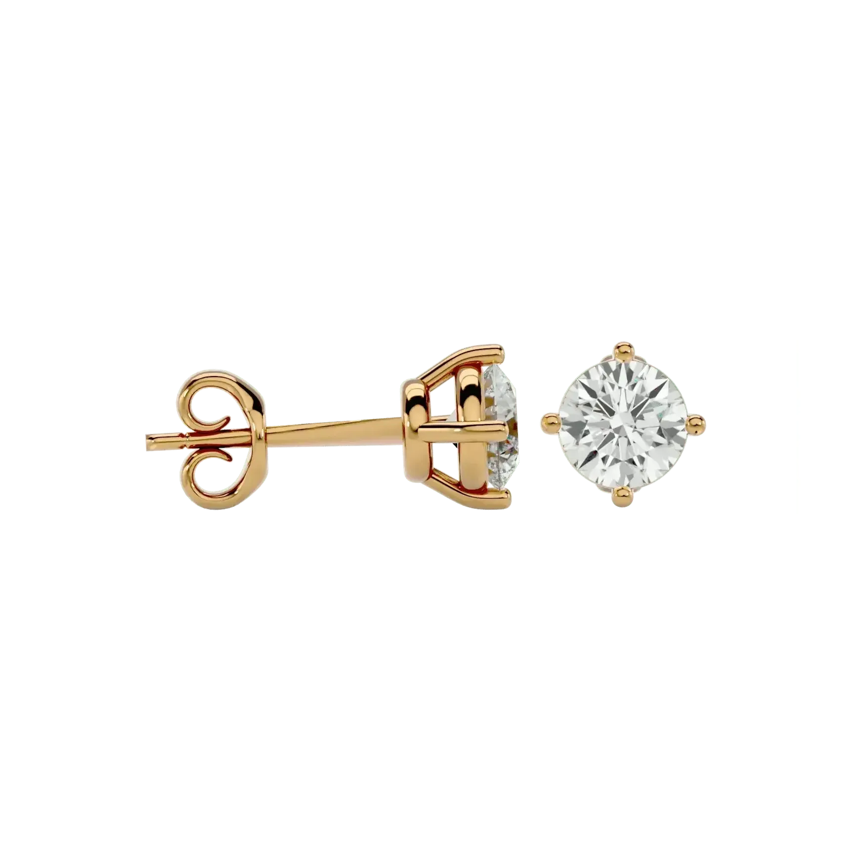 Altair Round Stud Earrings - Yellow Gold - Ice Dazzle - VVX™ Diamond - Solitaire Earrings